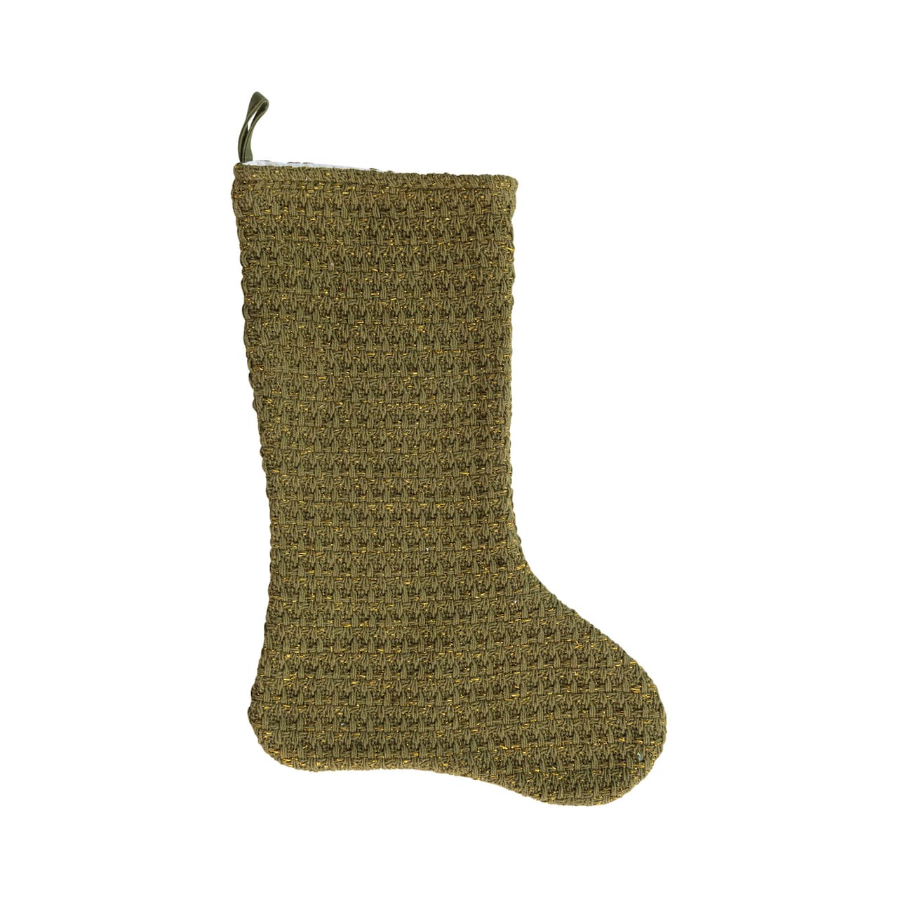 Hello Honey® 20" Green Woven Cotton Stocking Décor